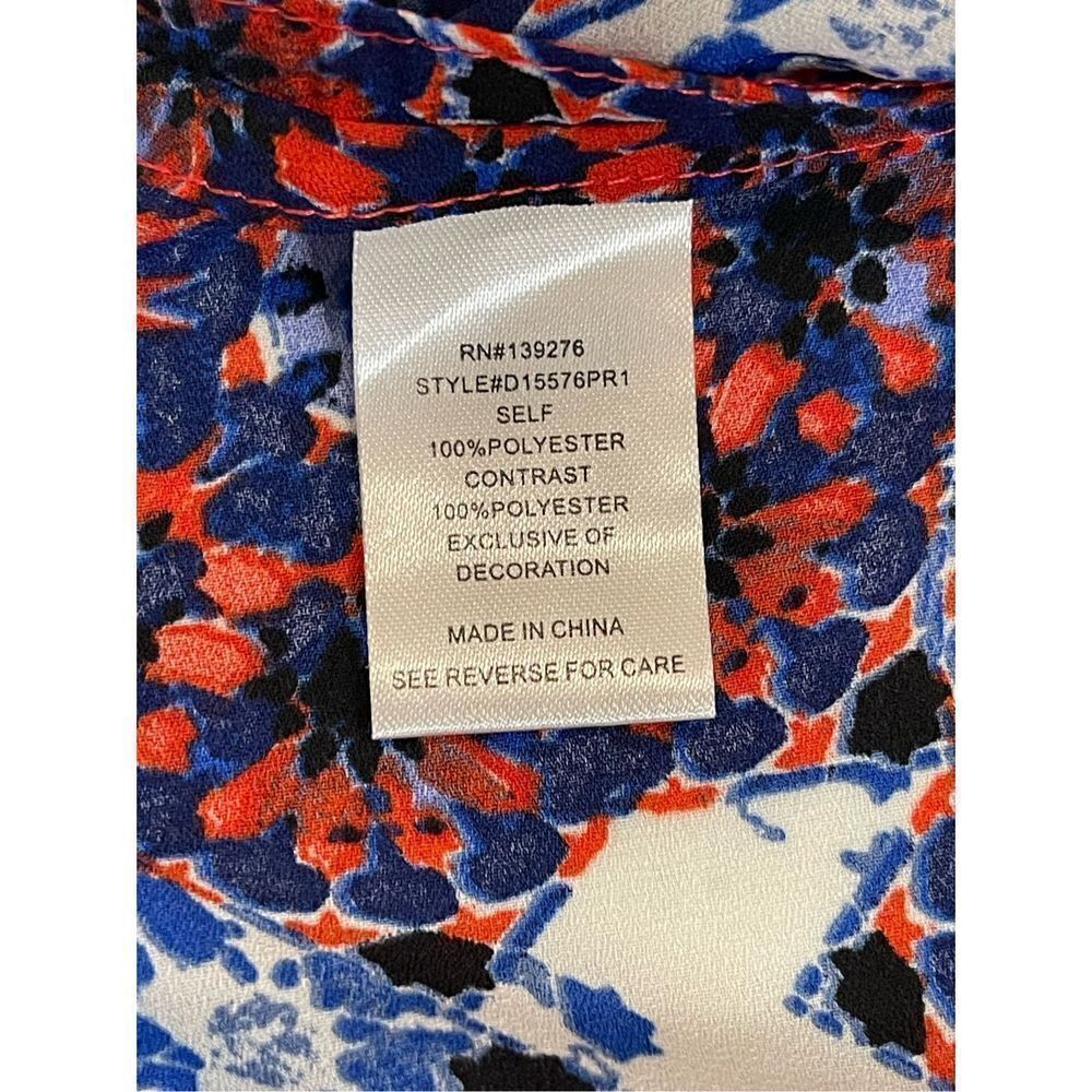 Daniel Rainn women’s XS blue red sleeveless blouse mesh buttons down back - Picture 5 of 6